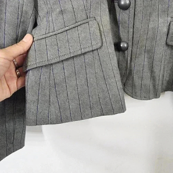 Harve Benard 100% Wool Striped Women's Blazer 6 - Picture 3 of 9